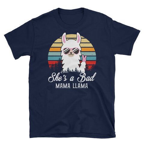 Image of Retro She's A Bad Mama Llama Short-Sleeve Unisex T-Shirt, Cute Mama Llama Shirt, Funny Graphic Llama Tee