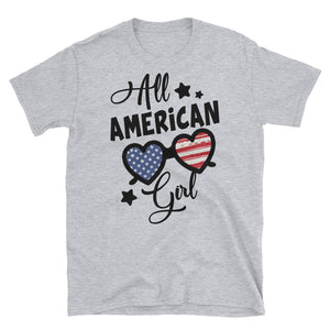 All American Girl US Flag 4th Of July Short-Sleeve Unisex T-Shirt, Independence Day Shirt For Women