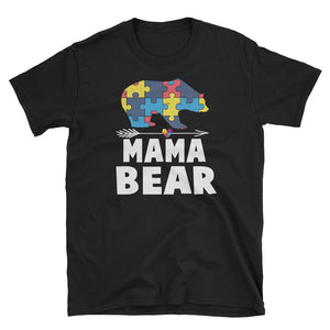 Mama Bear Autism Awareness Short-Sleeve Unisex T-Shirt, World Autism Awareness Day Gift For Autism Mom, Mommy Tee