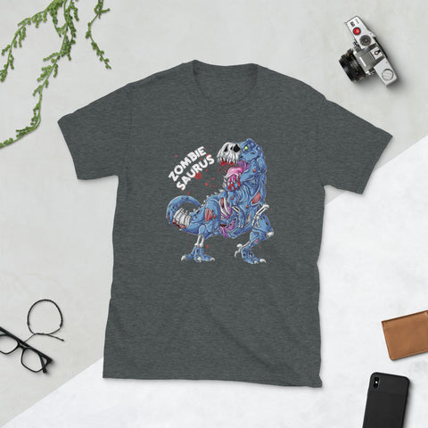 Image of Zombie Saurus T-shirt Halloween Dinosaur Short-Sleeve Unisex T-Shirt