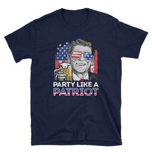 Reagan Ronald Party Like A Patriot 4th of July Short-Sleeve Unisex T-Shirt