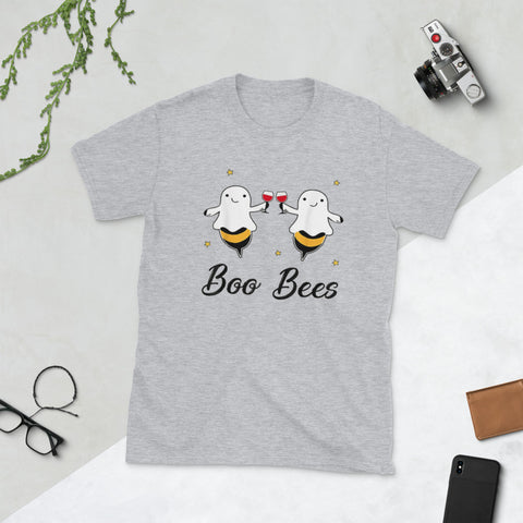Image of Boo Bees Drink Wine Halloween Short-Sleeve Unisex T-Shirt