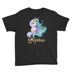 Personalized Name Unicorn Birthday T-shirt For Kids Youth Short Sleeve T-Shirt, Unicorn Queen Birthday Gift For Daughter, Granddaughter