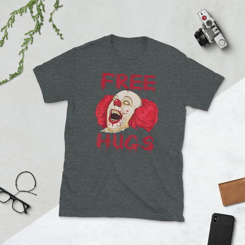 Image of Free Hugs Evil Killer Scary Clown Halloween Short-Sleeve Unisex T-Shirt
