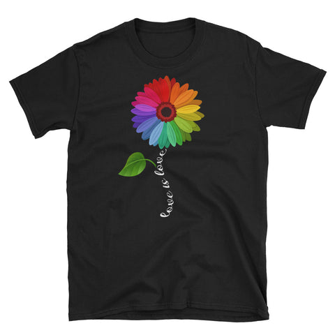 Image of Love Is Love Daisy Flowers LGBT Pride Short-Sleeve Unisex T-Shirt, LGBTQ Day Shirt, Gay Pride Shirt, Lesbian Pride Shirt