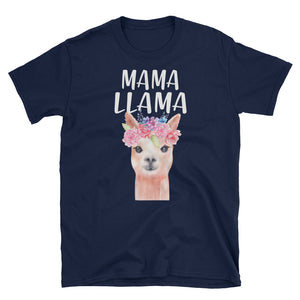 Cute Mama LLama Watercolor Flower Short-Sleeve Unisex T-Shirt, Mother Llama Gift For Mom