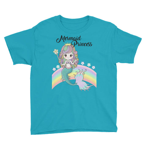 Image of Mermaid Princess Daughter Birthday Party Outfit Youth Short Sleeve T-Shirt, Cute Birthday Shirt For Daughter Princess