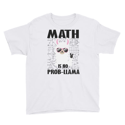 Image of Math Is No Prob-Llama Youth Short Sleeve T-Shirt, Funny No Problem Llama, Funny Graphic Tee
