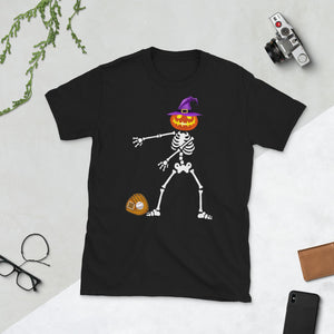 Skeleton Pumpkin Witch Softball Flossing Dance Halloween Costume Short-Sleeve Unisex T-Shirt