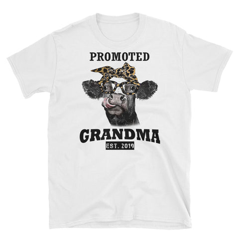 Image of Promoted To Grandma Est 2019 Short-Sleeve Unisex T-Shirt, Grandma Heifer Gift. Farmer Life Women Shirt