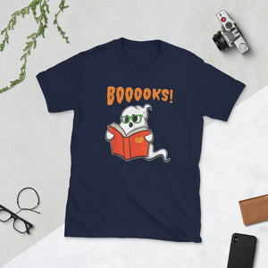 Funny Teacher Halloween Ghost Books Reading Class Short-Sleeve Unisex T-Shirt