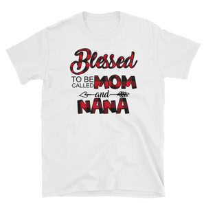 Personalized Blessed To Be Called Mom and Nana Red Plaid Short-Sleeve Unisex T-Shirt