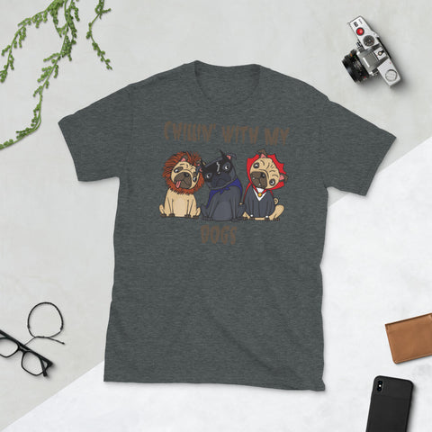 Image of Chillin With My Dogs Halloween Short-Sleeve Unisex T-Shirt