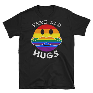 Funny Free Dad Hugs Gay Lesbian Proud Dad Short-Sleeve Unisex T-Shirt, LGBTQ Pride Shirt