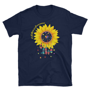 Dreamcatcher Autism Awareness Puzzle Sunflower Short-Sleeve Unisex T-Shirt, Cute Watercolor Autism T-shirt