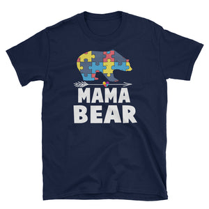 Mama Bear Autism Awareness Short-Sleeve Unisex T-Shirt, World Autism Awareness Day Gift For Autism Mom, Mommy Tee