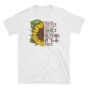 Funny Sunflower Style Grace Resting ... Short-Sleeve Unisex T-Shirt, Sunflower Watercolor Shirt For Women