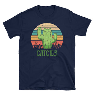 Vintage Cute Catcus Short-Sleeve Unisex T-Shirt, Cactus Lover Shirt, Cute Cat Lover Shirt, Retro Catcus Shirt