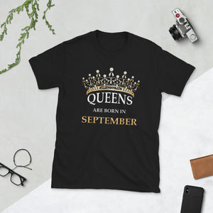 Womens Queens Are Born In September Birthday Gift Short-Sleeve Unisex T-Shirt