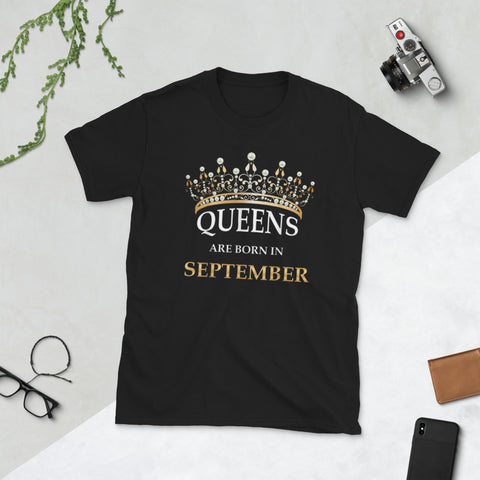Image of Womens Queens Are Born In September Birthday Gift Short-Sleeve Unisex T-Shirt