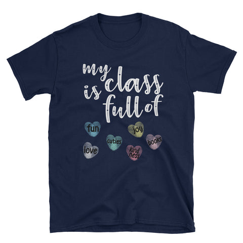 Image of My Class Is Full Of Sweet Hearts Fingerprint Short-Sleeve Unisex T-Shirt, Funny Valentine Gift For Teacher