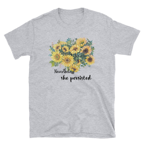 Image of Sunflower Neverthless She Persisted Short-Sleeve Unisex T-Shirt, Sunflower T-shirt For Women