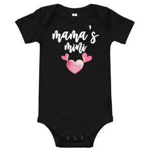 Personalized Mama's Mini Pink Heart Baby Jersey Short Sleeve One Piece, Matching Mother's Day Gift For Kids, Toddler For New Born Kids