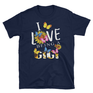 Personalized I Love Being A GiGi Flower Unisex Softstyle T-Shirt, Mother's Day Gift For Grandma, GiGi, Mom, Aunt