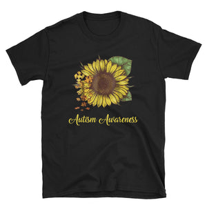 Personalized Autism Awareness Sunflower Short-Sleeve Unisex T-Shirt, Sunflower Shirt For Women