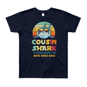 Personalized Cousin Shark Doo Doo Doo Youth Short Sleeve T-Shirt, Funny Matching Baby Shark Family For Kids From 8 Years Old To 12 Years Old