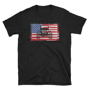 America Jeep Flag 4th Of July Short-Sleeve Unisex T-Shirt, Independence Day Shirt