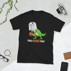 Halloween T Rex Dinosaur Ghost Trick RAWR Treat Short-Sleeve Unisex T-Shirt