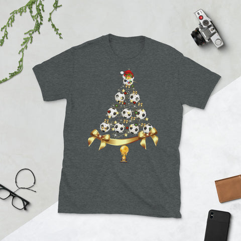 Image of Soccer Christmas Tree Hat Santa Christmas Short-Sleeve Unisex T-Shirt