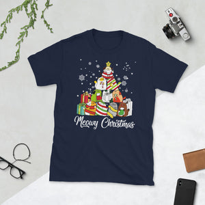 Meowy Christmas Tree Funny Meowy Christmas Short-Sleeve Unisex T-Shirt