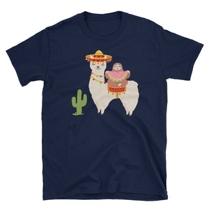 Sloth Ride A Llama Desert Short-Sleeve Unisex T-Shirt, Funny Graphic Tee, Llama Lover, Sloth Lover Shirt