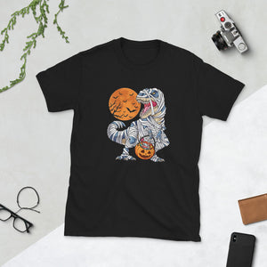 Halloween Dinosaur T-rex Mummy Short-Sleeve Unisex T-Shirt