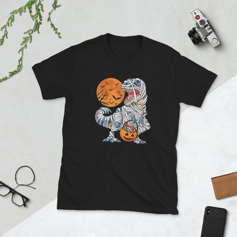 Image of Halloween Dinosaur T-rex Mummy Short-Sleeve Unisex T-Shirt