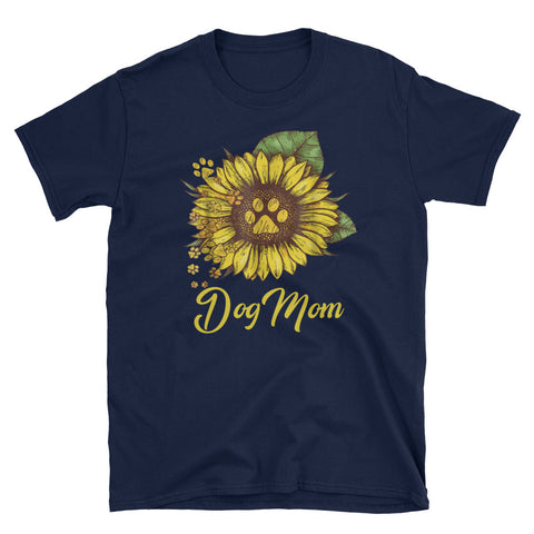 Image of Personalized Dog Mom Sunflower Short-Sleeve Unisex T-Shirt, Sunflower Shirt For Women