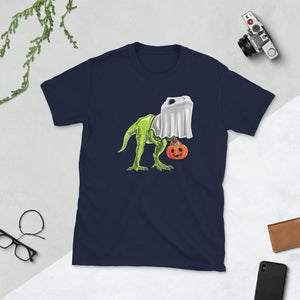 Halloween T-Rex Dinosaur Ghost Trick or Treat Short-Sleeve Unisex T-Shirt