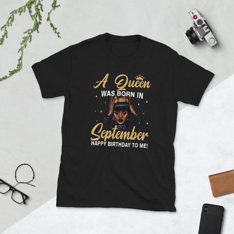 Image of A Queen Was Born In September Birthday Short-Sleeve Unisex T-Shirt