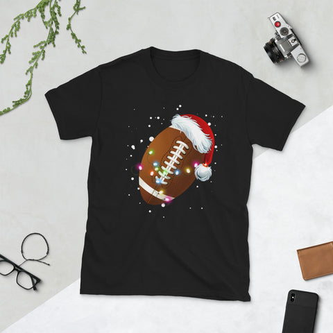 Image of Football Christmas Football Santa Hat Christmas Short-Sleeve Unisex T-Shirt