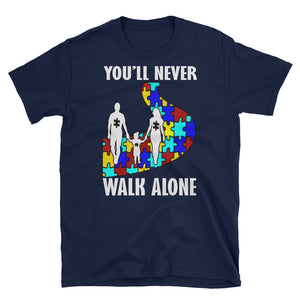 You'll Never Walk Alone Unisex Softstyle T-Shirt, Autism Parent T-shirt For Autism Awareness Day