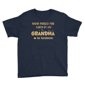 Hand Picked For Earth By My Grandma In Heaven Youth Short Sleeve T-Shirt, Gift for Cute Kids