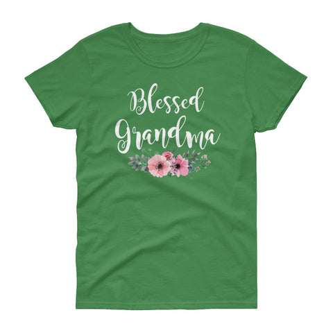 Image of Personalized Blessed Grandma Shirt, Funny Grandmother Gift Women's short sleeve t-shirt