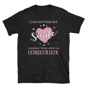 I Just Can't Help But Smile Everytime I Think About My Grandchildren Short-Sleeve Unisex T-Shirt, Funny Mother's Day Shirt For Grandma