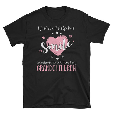 Image of I Just Can't Help But Smile Everytime I Think About My Grandchildren Short-Sleeve Unisex T-Shirt, Funny Mother's Day Shirt For Grandma