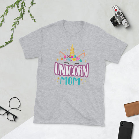 Image of Unicorn Mom T Shirt Unicorns Birthday Party Squad Short-Sleeve Unisex T-Shirt