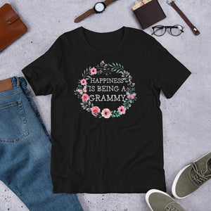 Personalized Happiness Is Being A Grammy Floral Short-Sleeve Unisex T-Shirt, Floral Mother's Day Gift For Grandma, Mommy, Aunt
