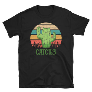 Vintage Cute Catcus Short-Sleeve Unisex T-Shirt, Cactus Lover Shirt, Cute Cat Lover Shirt, Retro Catcus Shirt