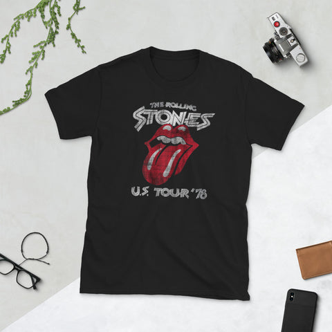 Image of Rolling Stones Women's US Tour 78 Girls and Jr Black Short-Sleeve Unisex T-Shirt